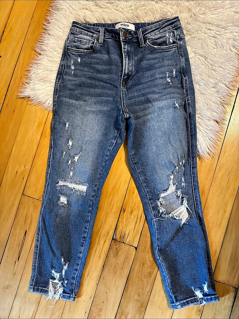Mica Denim MDP-M122 Distressed Skinny Jeans Blue Waist 28